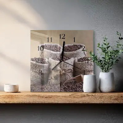 Vierkante glazen klok Koffiebonen