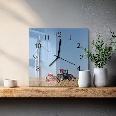 Decoratieve glazen klok vierkant Tractorveld