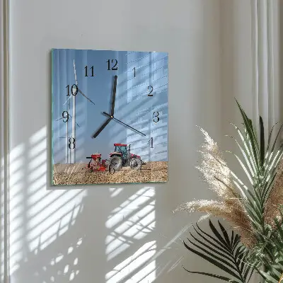 Decoratieve glazen klok vierkant Tractorveld