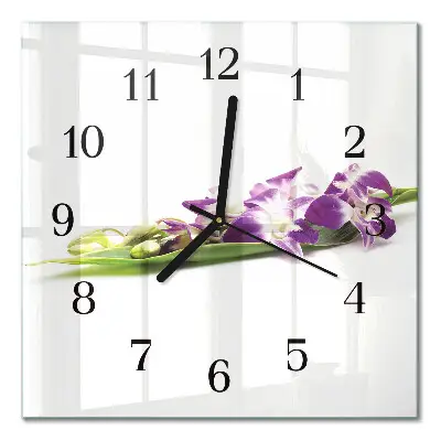 Vierkante glas klok Bloemen