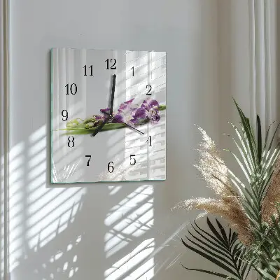 Vierkante glas klok Bloemen