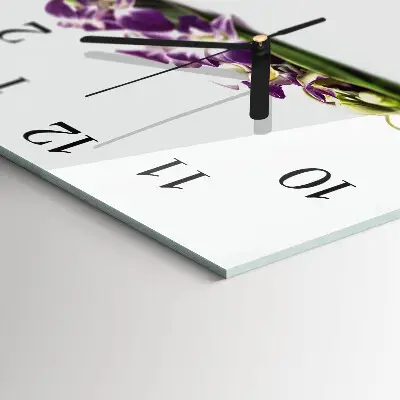 Vierkante glas klok Bloemen