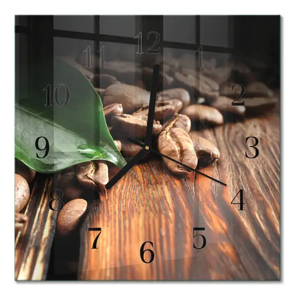 Moderne wandklok glas vierkant Koffiebonen
