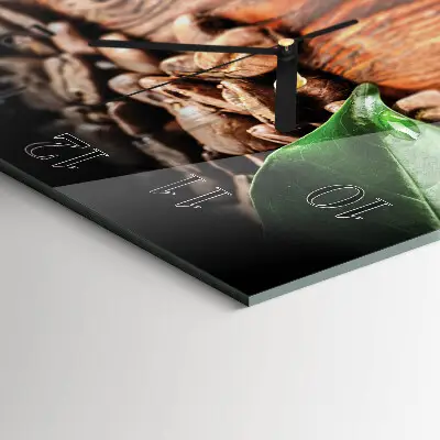 Moderne wandklok glas vierkant Koffiebonen