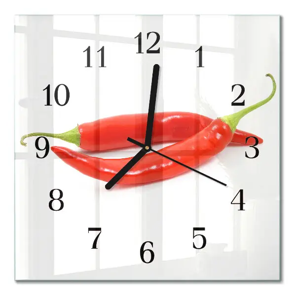 Decoratieve glazen klok vierkant Chilipeper