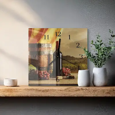 Moderne wandklok glas vierkant Een wijnvat