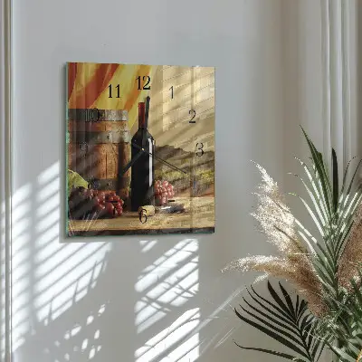 Moderne wandklok glas vierkant Een wijnvat