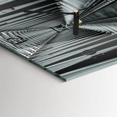 Vierkante glazen wandklok Spoorwegen
