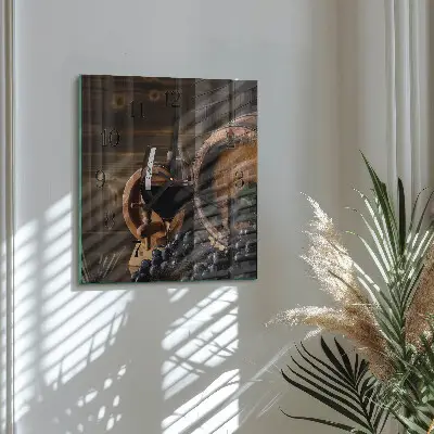 Moderne wandklok glas vierkant Een wijnvat