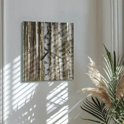 Vierkante glas klok Berken