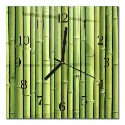 Moderne wandklok glas vierkant Bamboe