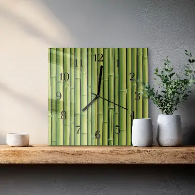 Moderne wandklok glas vierkant Bamboe