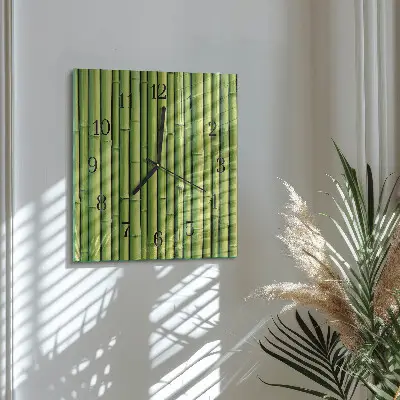Moderne wandklok glas vierkant Bamboe