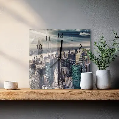 Decoratieve glazen klok vierkant Stad