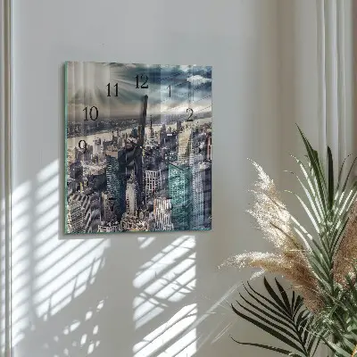 Decoratieve glazen klok vierkant Stad