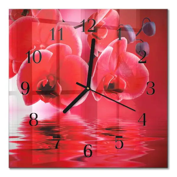 Vierkante glas klok Orchidee