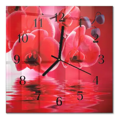 Vierkante glas klok Orchidee