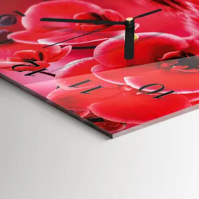 Vierkante glas klok Orchidee