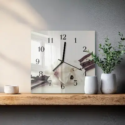 Decoratieve glazen klok vierkant Vanille