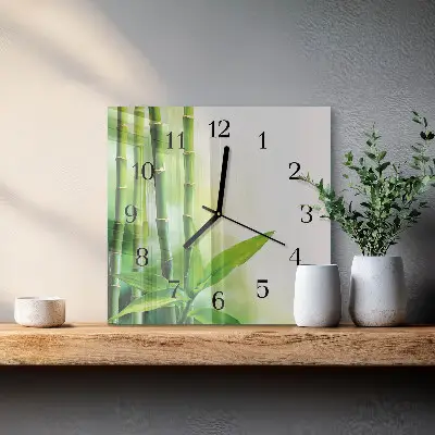 Vierkante glas klok Bamboe
