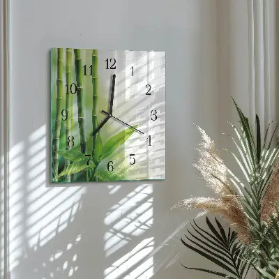 Vierkante glas klok Bamboe
