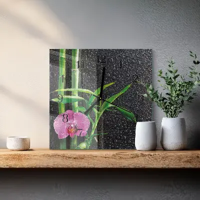 Moderne wandklok glas vierkant Bamboe spa