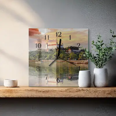 Decoratieve glazen klok vierkant Kasteel aan de rivier