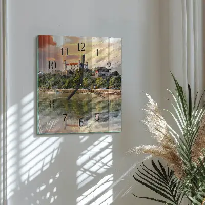 Decoratieve glazen klok vierkant Kasteel aan de rivier
