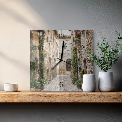 Vierkante glazen wandklok Laan