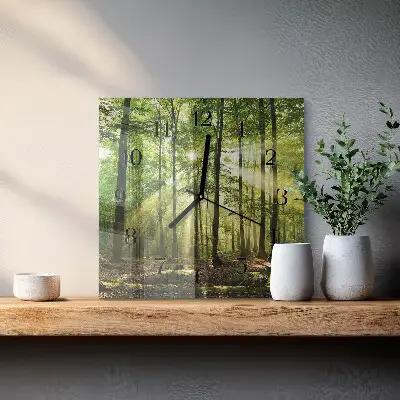 Vierkante glazen klok Bosnatuur