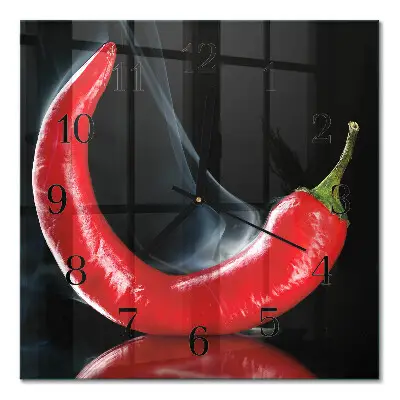 Decoratieve glazen klok vierkant Chilipeper