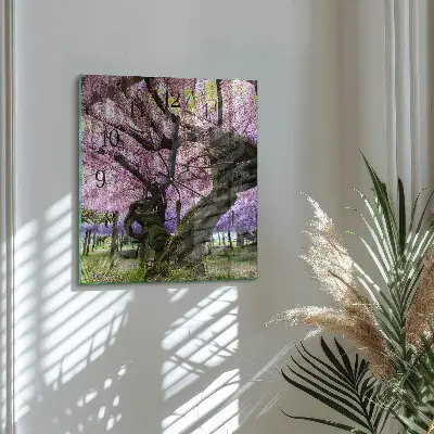 Vierkante glas klok Bomen