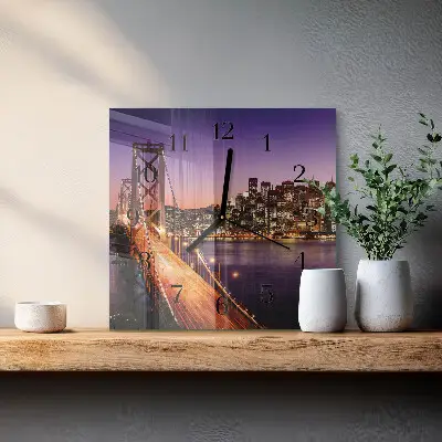 Moderne wandklok glas vierkant Stad van bruggen