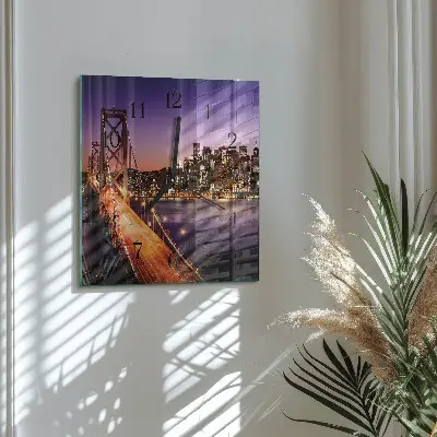 Moderne wandklok glas vierkant Stad van bruggen