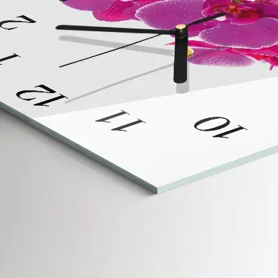 Vierkante glazen klok Orchidee