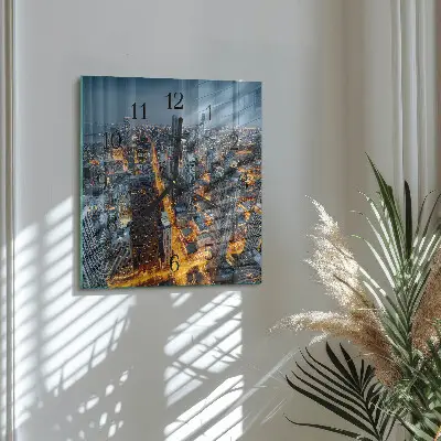 Decoratieve glazen klok vierkant Nachtstad