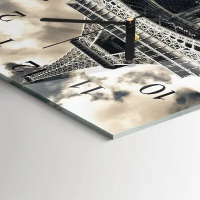 Vierkante glazen wandklok Eiffeltoren