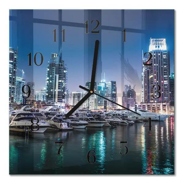 Moderne wandklok glas vierkant Horizon