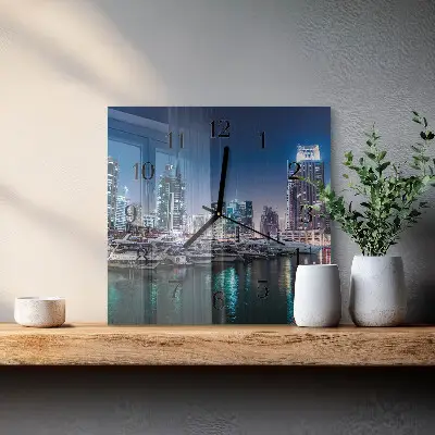 Moderne wandklok glas vierkant Horizon