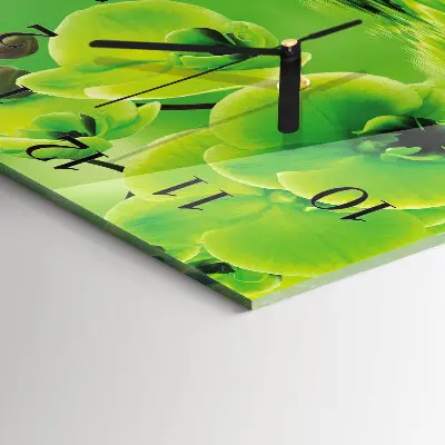 Vierkante glas klok Orchidee