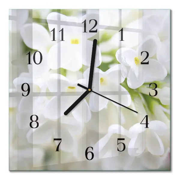 Moderne wandklok glas vierkant Bloemen