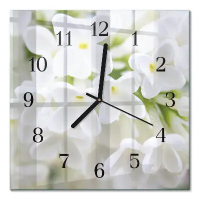 Moderne wandklok glas vierkant Bloemen