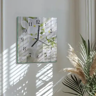 Moderne wandklok glas vierkant Bloemen
