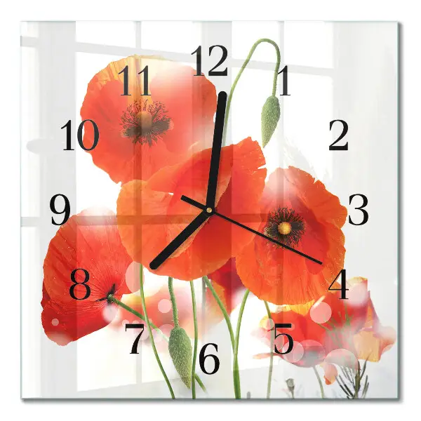 Decoratieve glazen klok vierkant Klaprozen