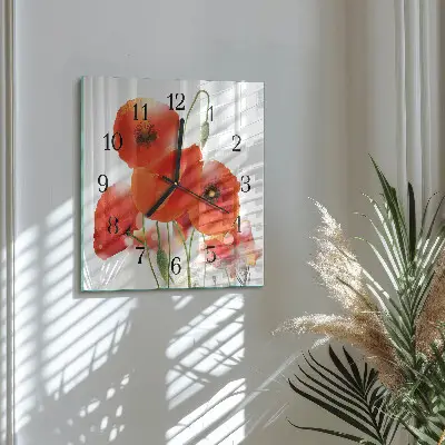Decoratieve glazen klok vierkant Klaprozen