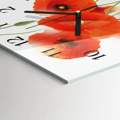 Decoratieve glazen klok vierkant Klaprozen