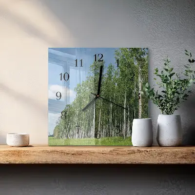 Vierkante glas klok Berken
