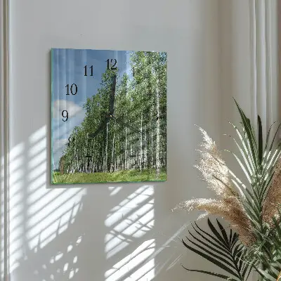 Vierkante glas klok Berken