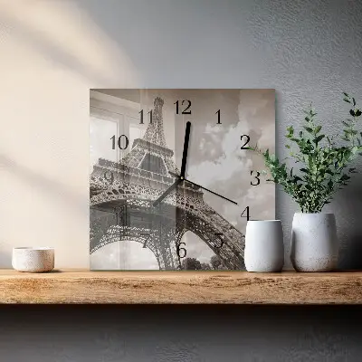 Moderne wandklok glas vierkant Parijs