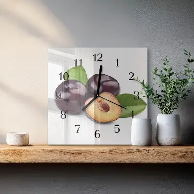 Vierkante glazen klok Pruimen